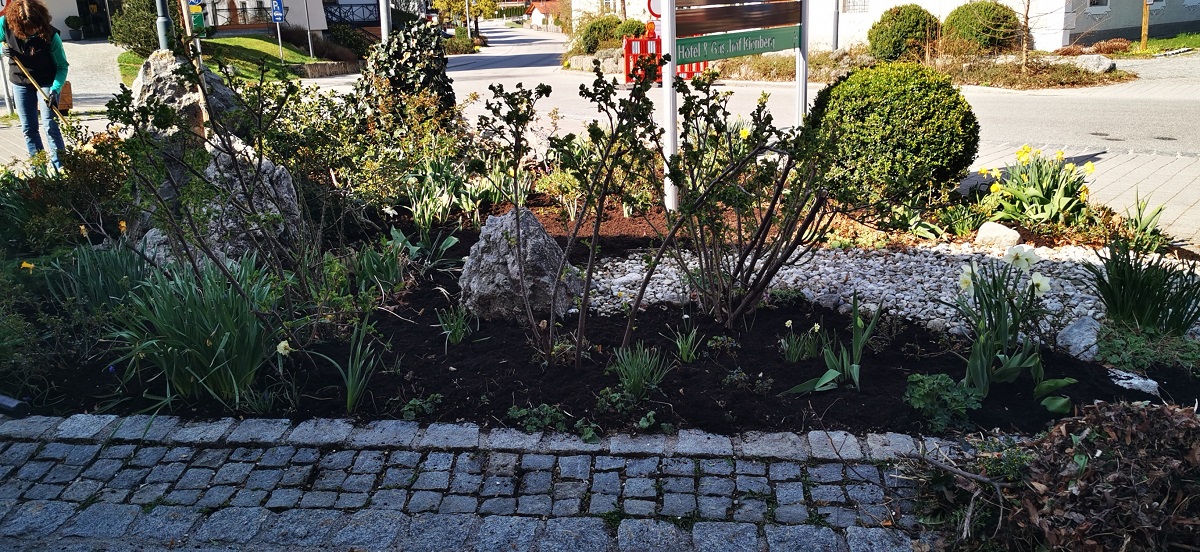 Gartenbauverein startet mit der Beetpflege in der Ortsmitte in Inzell